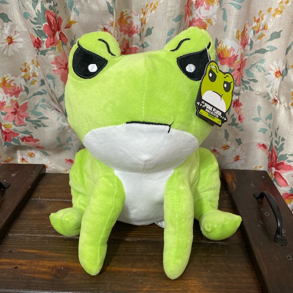 Punk Plush Grumpy Frog Stuffed Animal - "Animals with Attitude" NWT